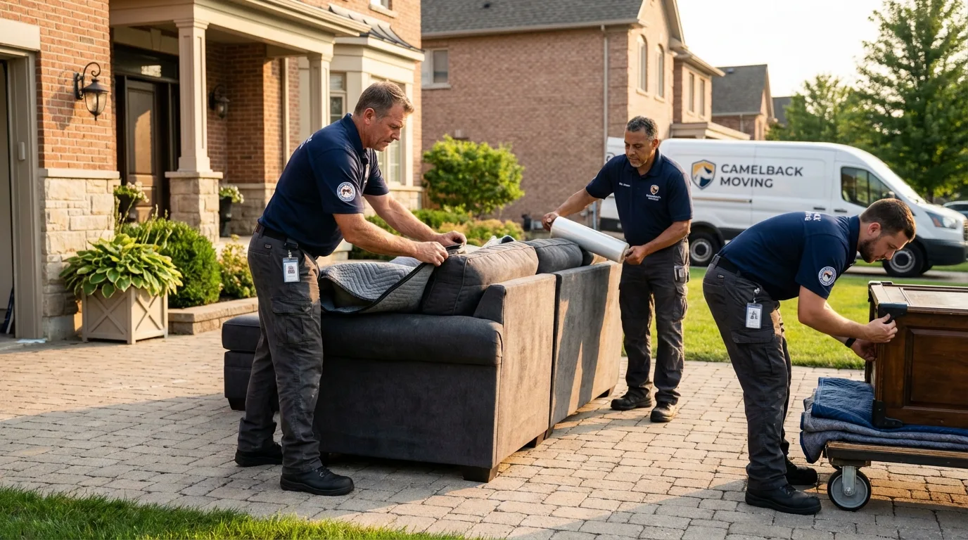 Large estate moving crew wrapping furniture in Miami Gardens, FL